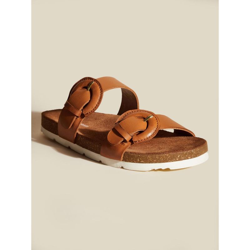 Peach Flores Women Tan Strap Sandals (EURO 36)