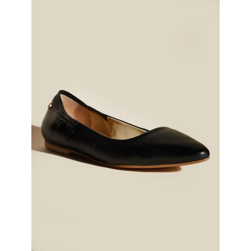 Peach Flores Women Black Leather Ballerina (EURO 36)