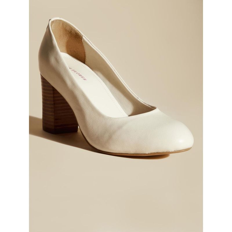 Peach Flores Women Ivory Leather Heels (EURO 36)