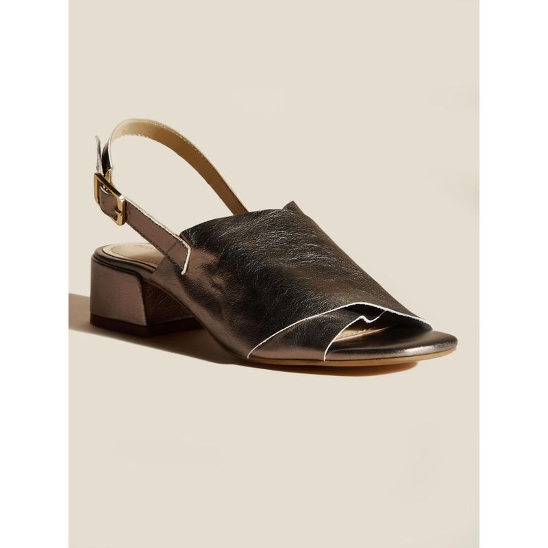 Peach Flores Women Platin Crossed Strap Leather Heels (EURO 41)