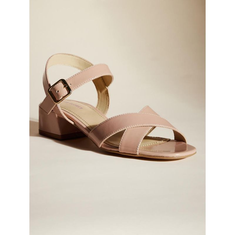 Peach Flores Women Nude Patent Heels (EURO 36)