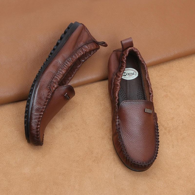 Zoom Shoes Womens Brown Genuine Leather Loafers (UK 2)