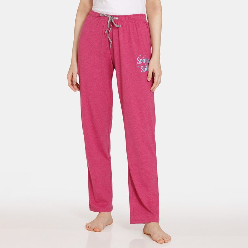 Zivame Rosaline Rural Charm Knit Cotton Pajama - Fuchsia (XS)