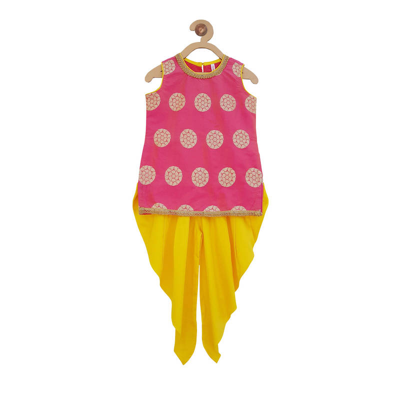 Campana All Over Kurti And Dhoti - Pink 