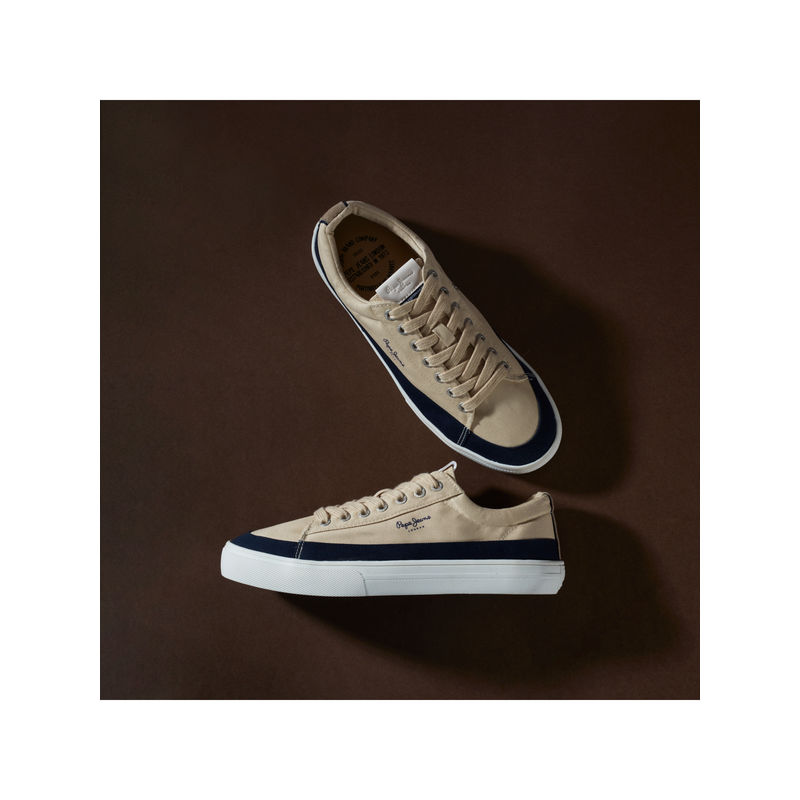 Pepe Jeans Men’s Canvas Platform Sneakers - Beige (UK 8)