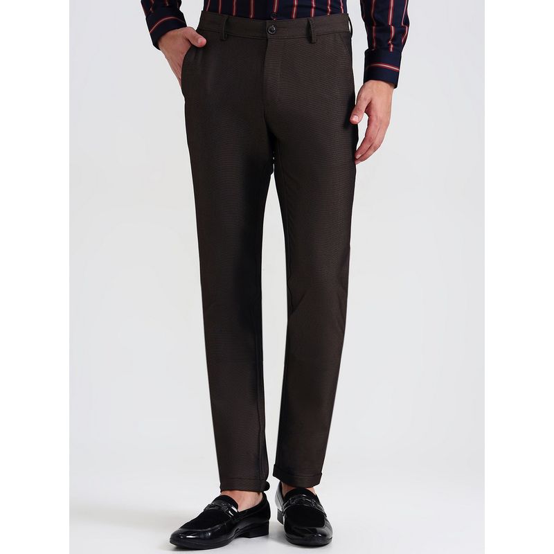 Wyre Brown Textured Club Wear Pant (34)
