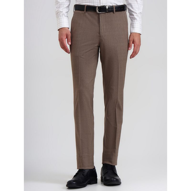JadeBlue Men Brown Polyester Slim Pant (36)