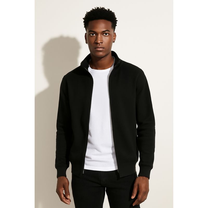 Parcel Yard Men's Black Full Zipper Hoodie (XL)