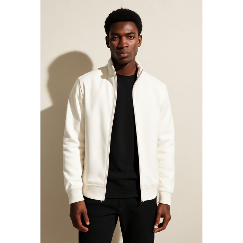 Parcel Yard Men's White Full Zipper Hoodie (M)