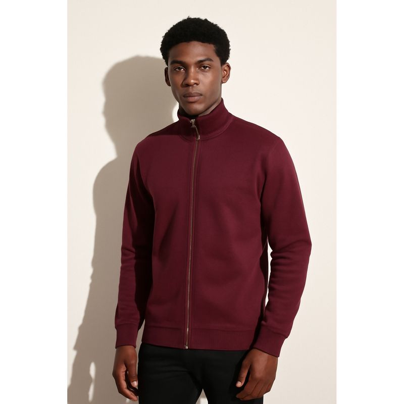 Parcel Yard Men's Wine Full Zipper Hoodie (L)