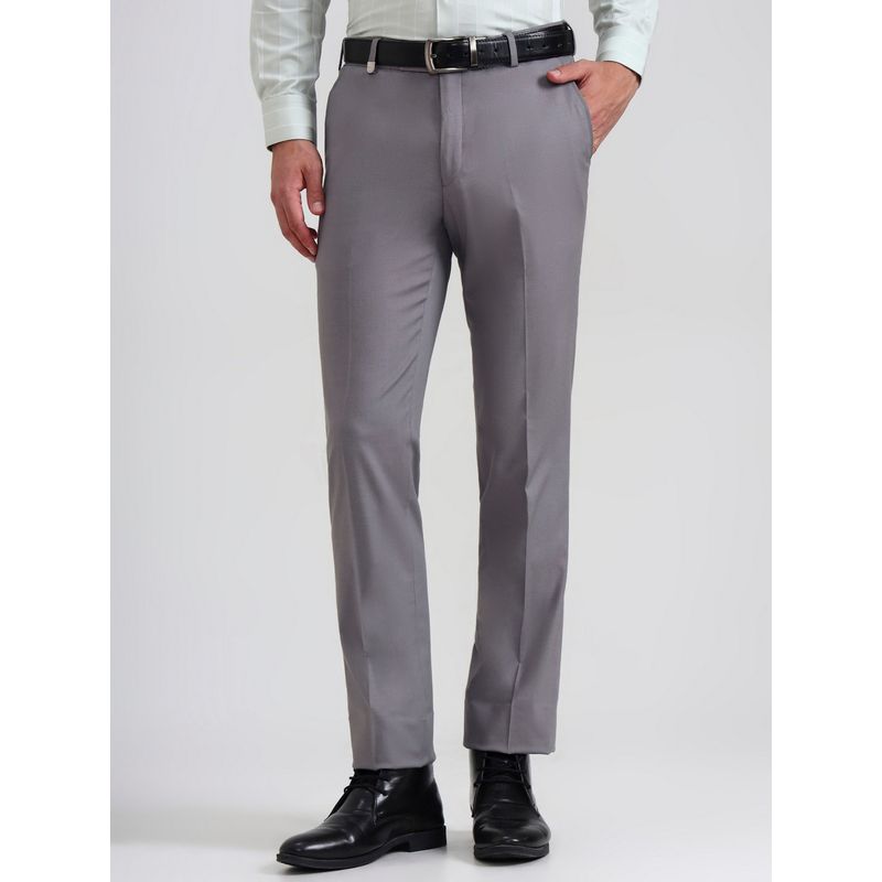 JB Studio Grey Solid Formal Pant (34)