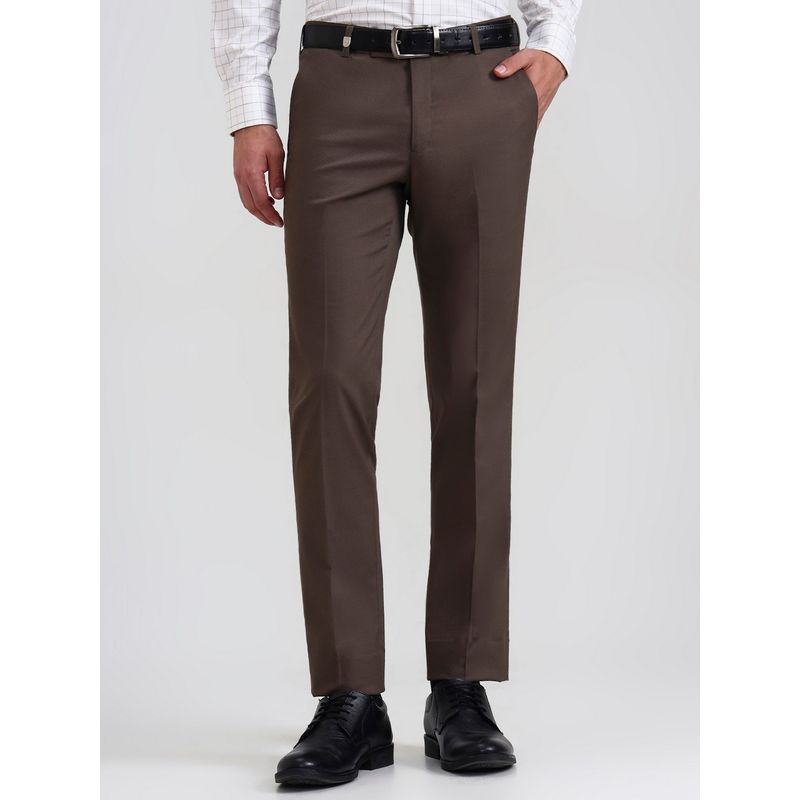JB Studio Brown Solid Formal Pant (32)