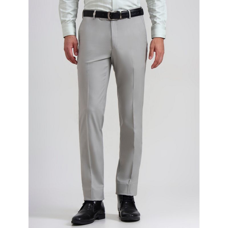 JB Studio Grey Solid Formal Pant (34)