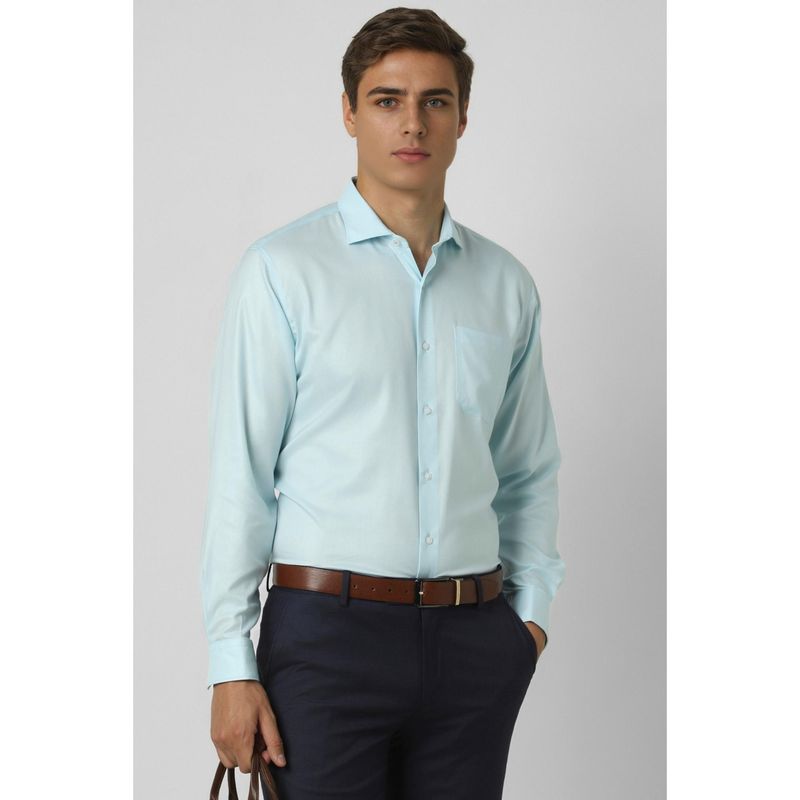 Van Heusen Men Light Blue Regular Fit Solid Full Sleeves Formal Shirt (40)