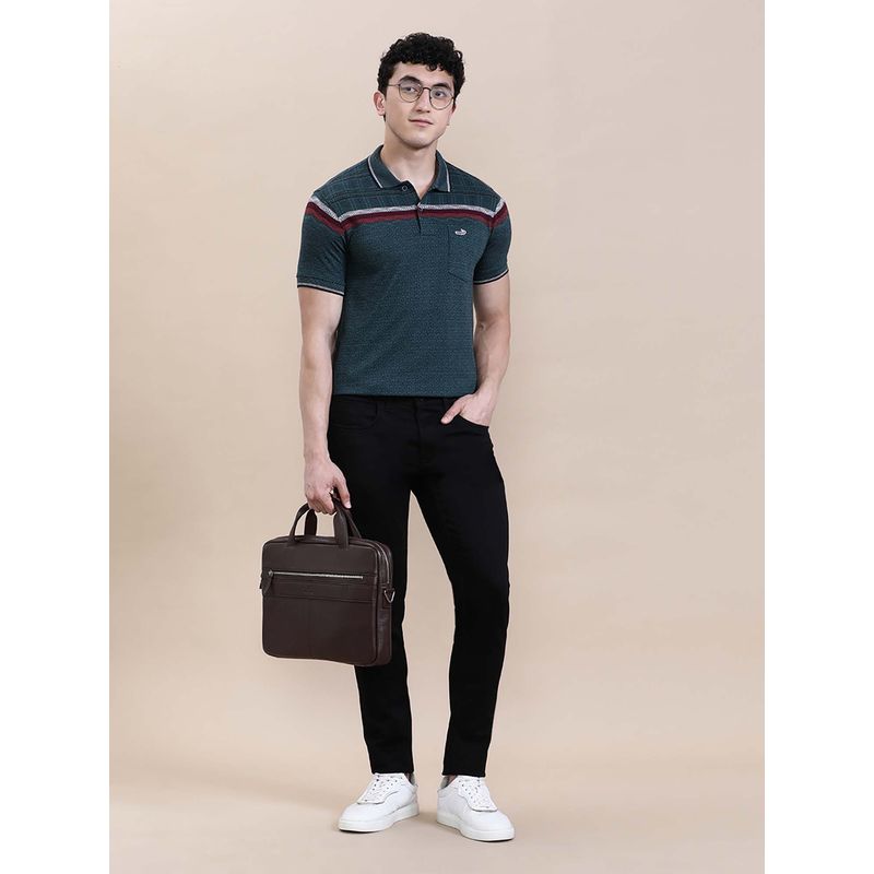 Crocodile Men'S Regular Fit Slim Fit Green Striper Polo T-Shirt (2XL)