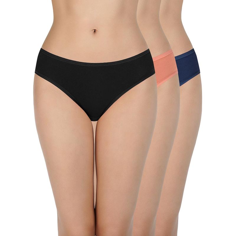 Amante Solid Low Rise Bikini (Pack Of 3) - Multi-Color (L)