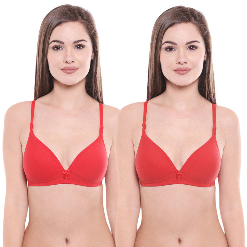Bodycare Pack Of 2 Lightly Padded T-Shirt Bra - Red (36B)