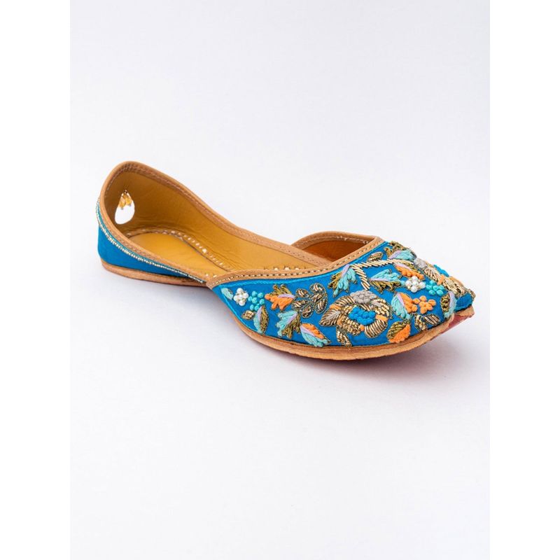 NR BY NIDHI RATHI Embellished Blue Juttis (EURO 38)