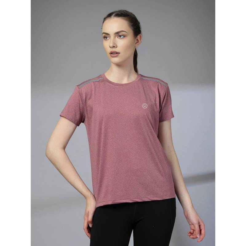 CHKOKKO Womens Gym T Shirt Quick Dry Breathable Anti Odour Stretch Yoga Running Top Maroon (2XL)