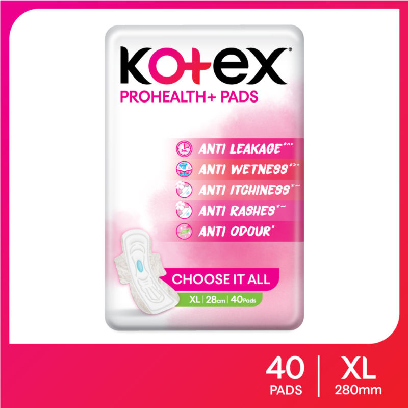 Kotex Prohealth+ Sanitary Pads For Women - Xl Ultra-Thin Pads