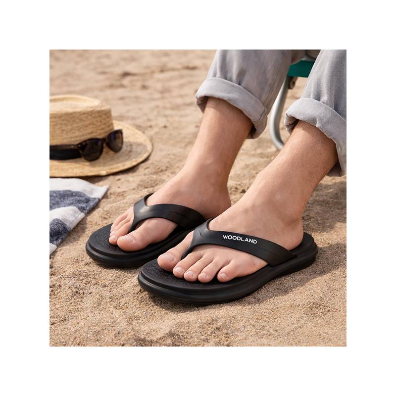 WOODLAND Women's Black Comfortable Soft Sole Lightweight Home Wear Flipflops (EURO 36)