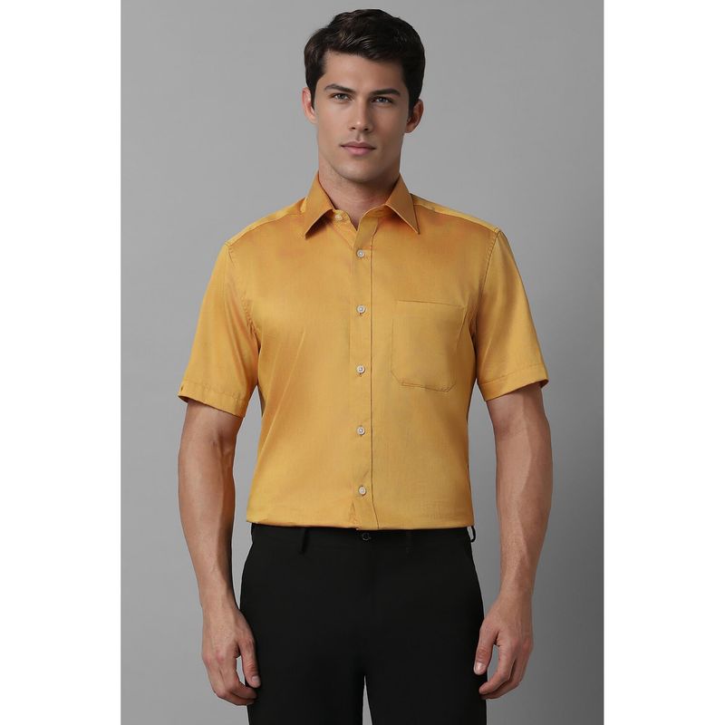 Louis Philippe Men Yellow Classic Fit Solid Half Sleeves Formal Shirt (39)