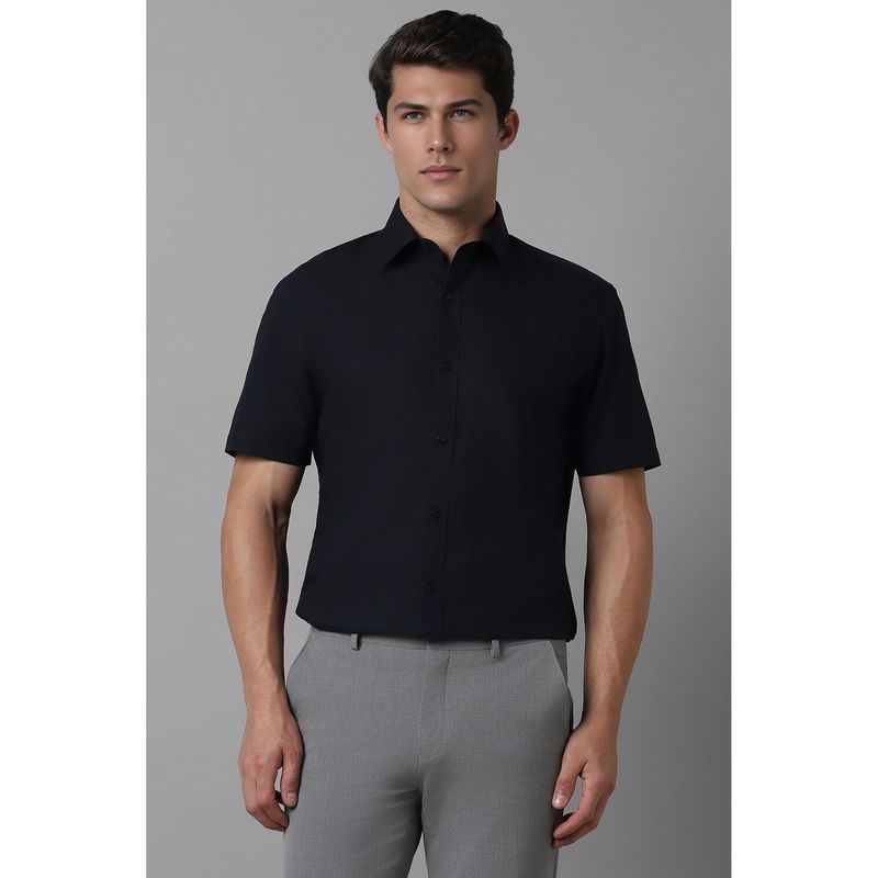 Louis Philippe Men Navy Blue Classic Fit Solid Half Sleeves Formal Shirt (40)