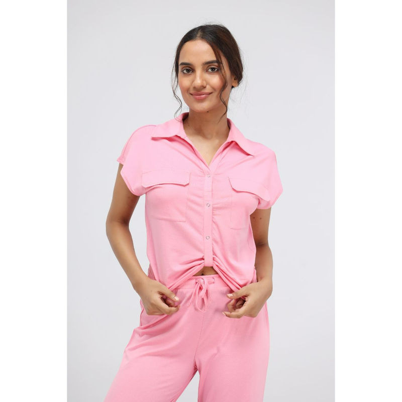NeceSera Sachet Pink Collared Top (S)