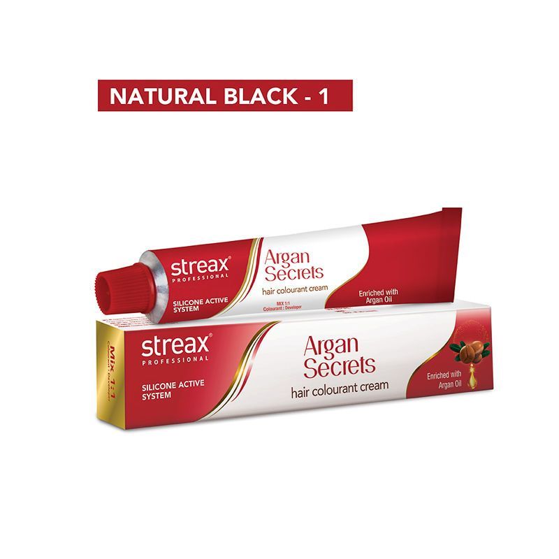 Streax Professional Argan Secrets Hair Colourant Cream - Natural Black 1
