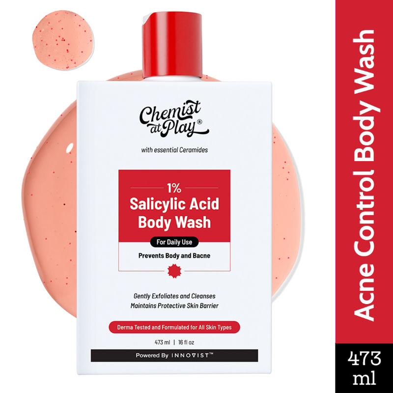 Chemist At Play 1% Salicylic Acid Acne Body Wash Shower Gel for Acne Control For Women & Men