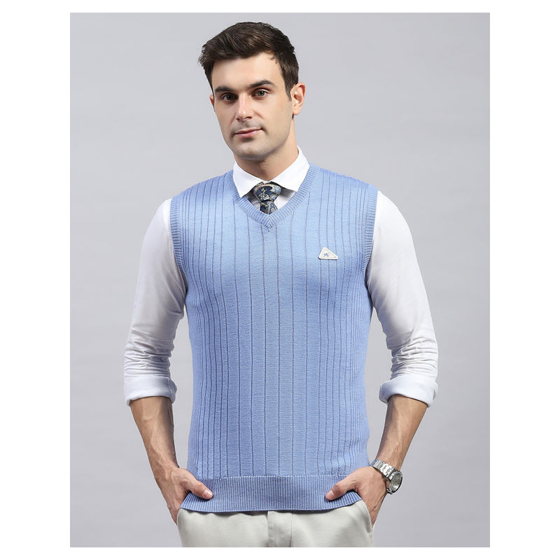 Monte Carlo Sky Blue V Neck Sleeveless Sweater (2XL)