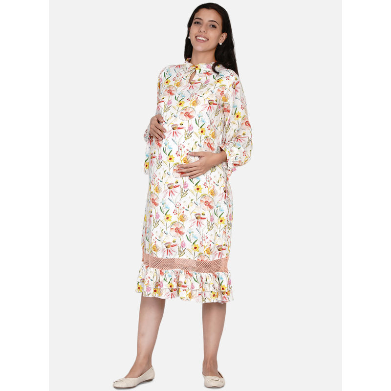 The Kaftan Company Off-White Brushed Dandelion Maternity Dress Off white (S)