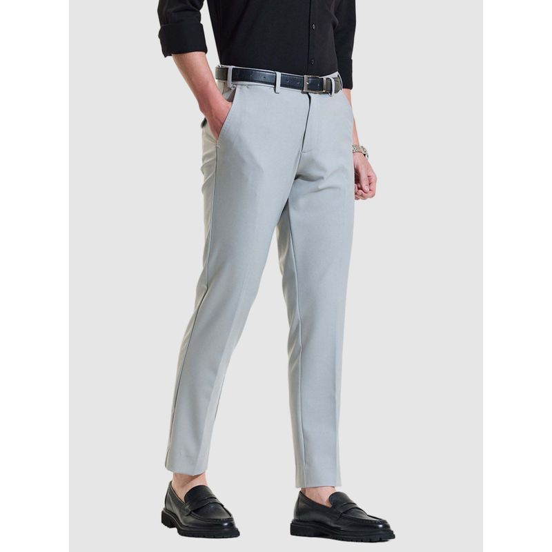 Snitch Men Grey Polyester Formal Trouser (36)
