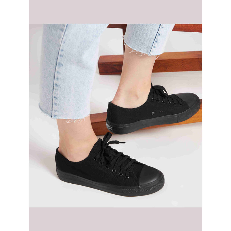 MOZAFIA Women Black Casual Comfortable Lifestyle Ankle Sneakers (UK 3)