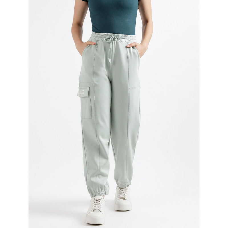 ELLE Women Green Solid Relaxed Fit Joggers (XS)
