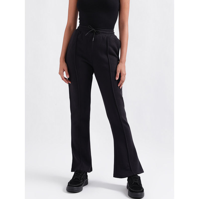 ELLE Women Black Solid Relaxed Fit Sweatpants (XS)