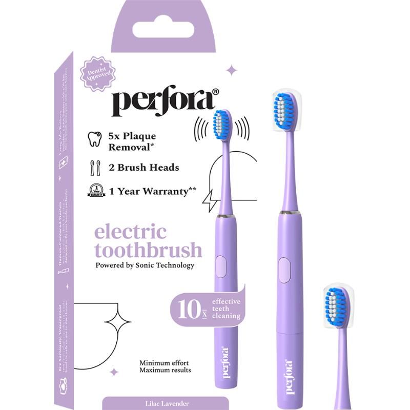Perfora Smart Electric Toothbrush 2 Brush Heads Lilac Lavender