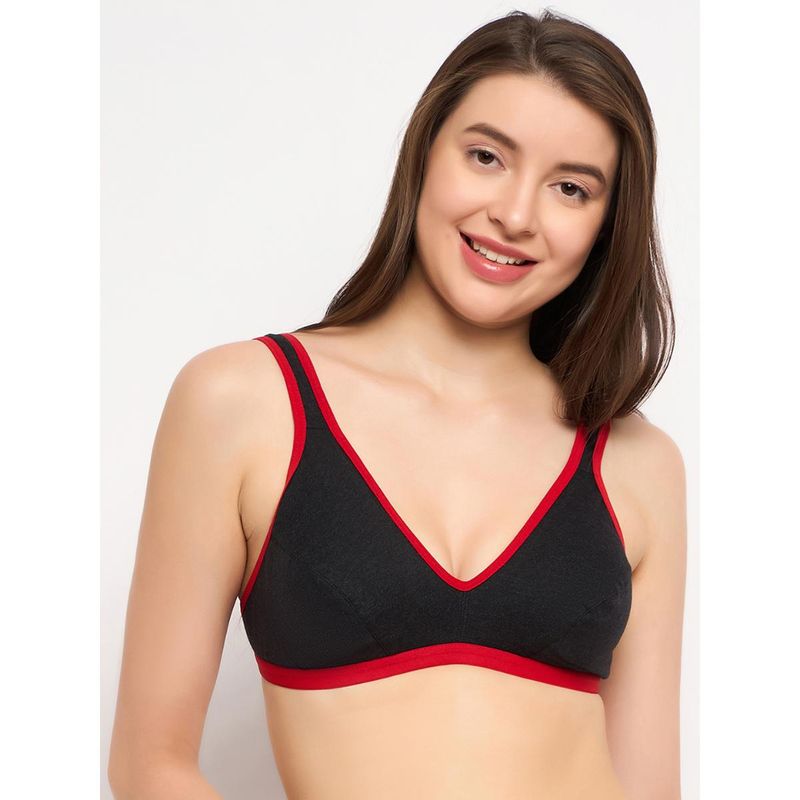 Clovia Cotton Solid Non-Padded Full Cup Wire Free Everyday Bra - Dark Grey (40B)