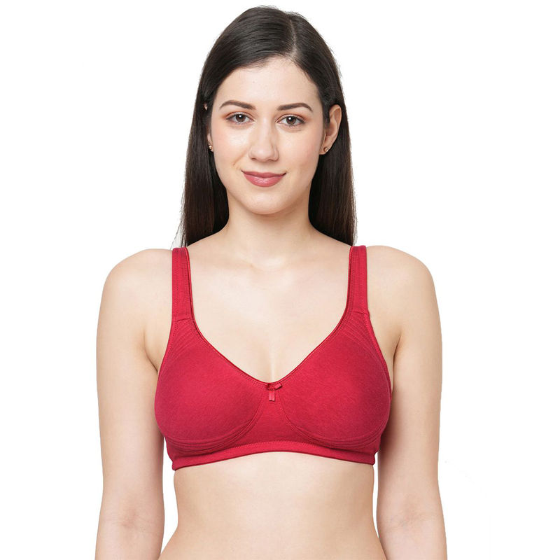 Inner Sense Organic Cotton Antimicrobial Seamless Side Support Bras (Pack Of 2)-Maroon (44B)
