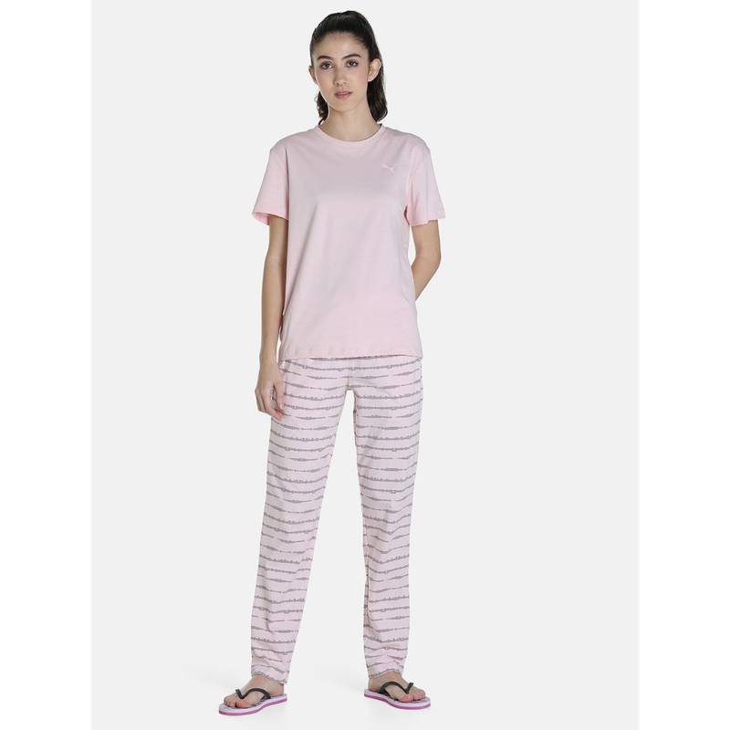 Puma Tee & Design Joggers Womens Pink Sets Pink (Set of 2) (S)