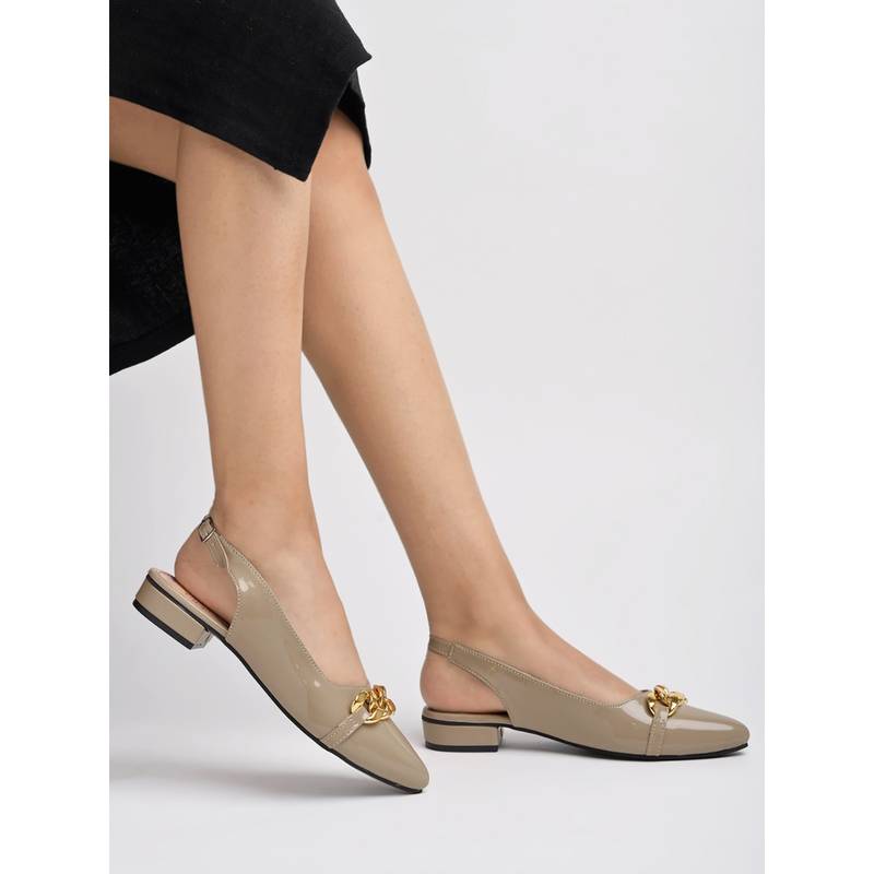 Shoetopia Pointed Toe Flat Beige Belly (EURO 40)