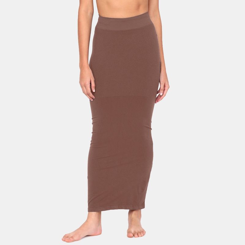 Zivame Seamless All Day Mermaid Saree Shapewear with Removable Drawcorda - Nutmeg (2XL)