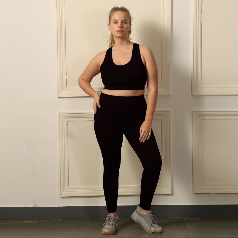 SOIE Women's Medium Impact Quick Dry Racerback Sports Bra and Tights (Set of 2) (XL)