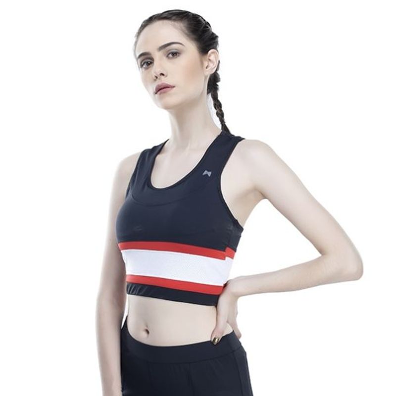 Muscle Torque Black With Red And White Panel Bra Top (M)