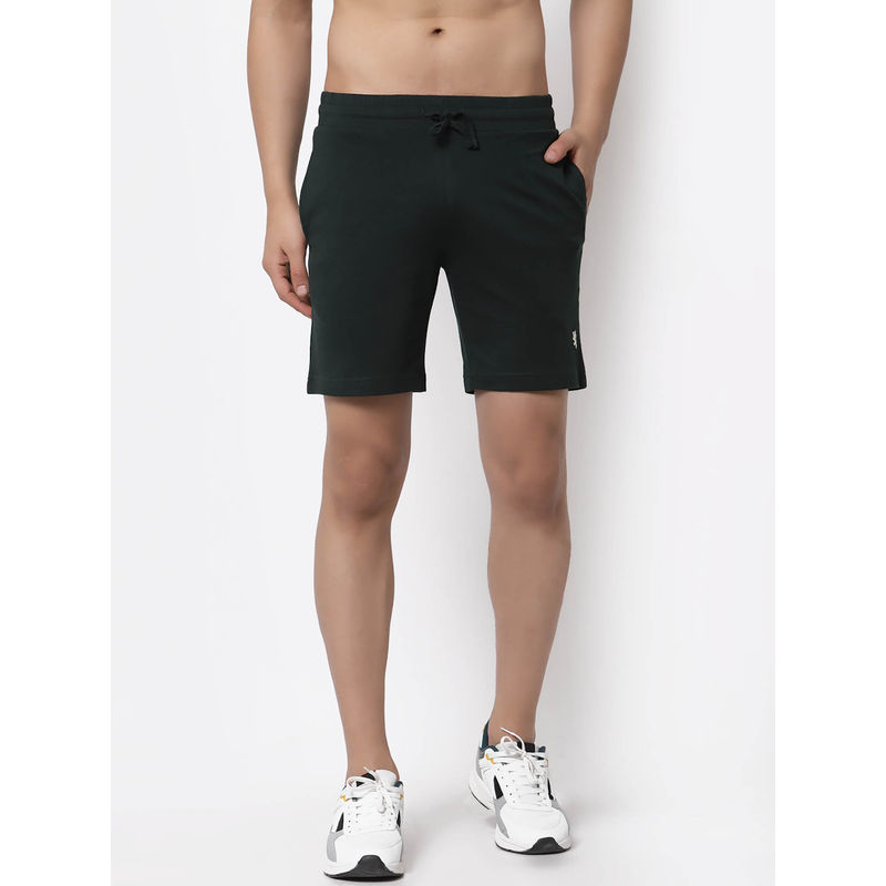 Red Tape Men Dark Green Solid Pure Cotton Activewear Shorts (30)
