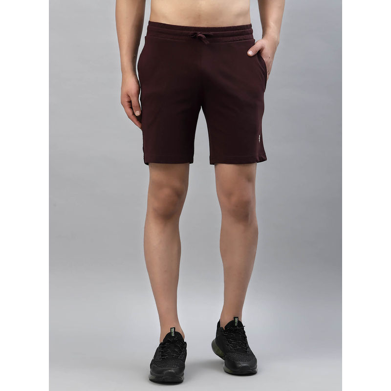 Red Tape Men Maroon Solid Pure Cotton Activewear Shorts (32)