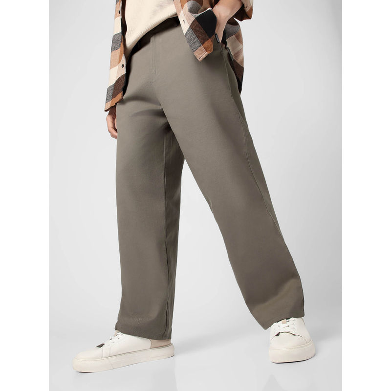 Urbano Fashion Grey Loose Baggy Fit Solid Non Stretchable Chino Trouser (32)
