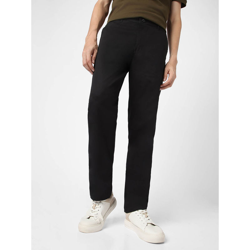 Urbano Fashion Black Cotton Regular Fit Casual Stretchable Chinos Trouser (30)