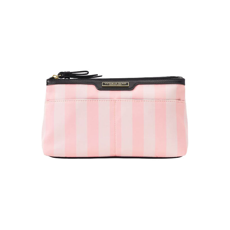 Pink Stripe Terry Flat Pouch - Large