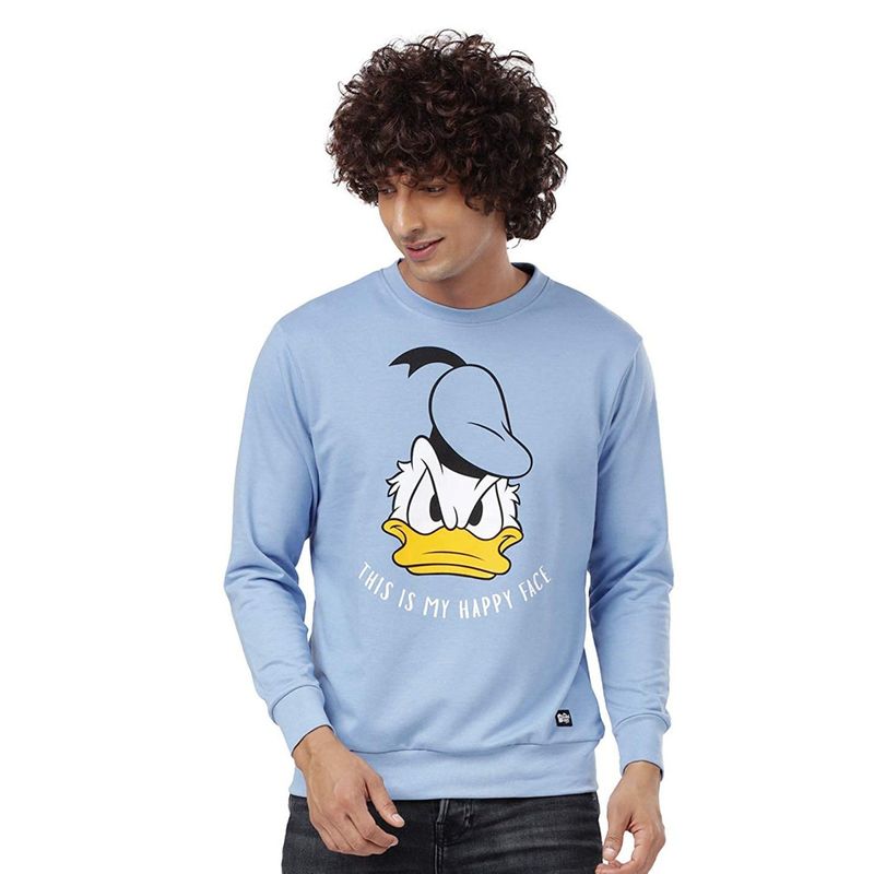 The Souled Store Men Official Donald Duck My Happy Face Blue Sweatshirts (XS)